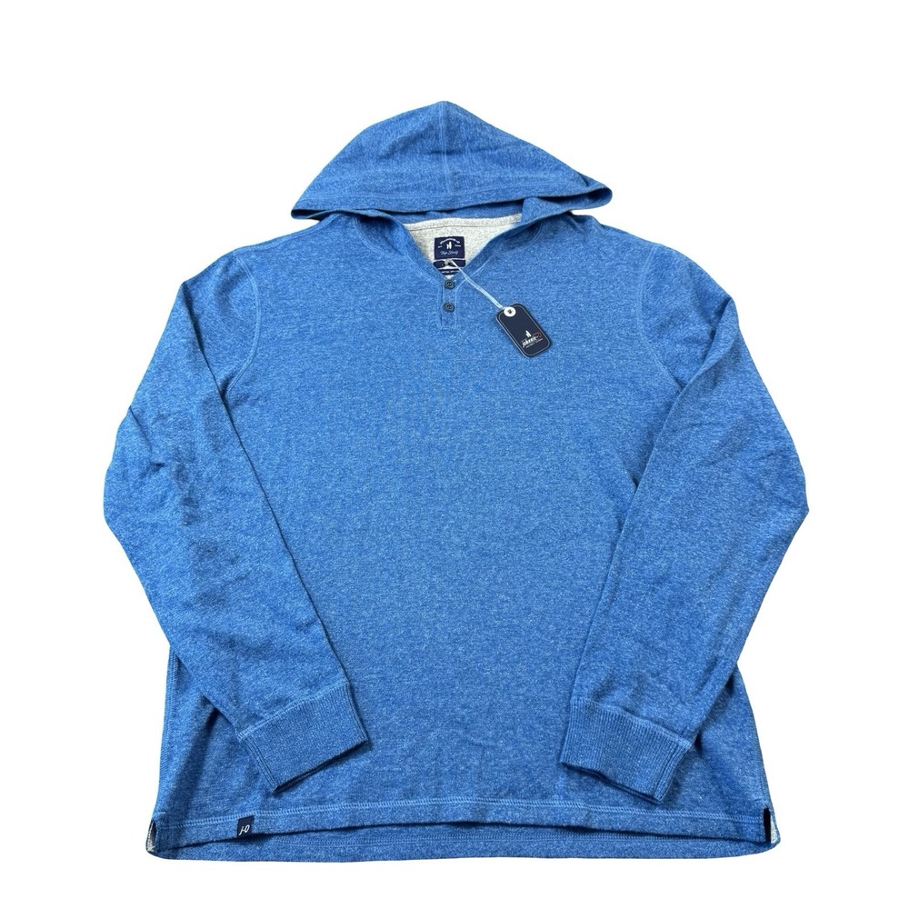 Johnnie-O Blue Top Shelf Oceanside Hooded Cotton Linen Sweater Mens Small NWT
